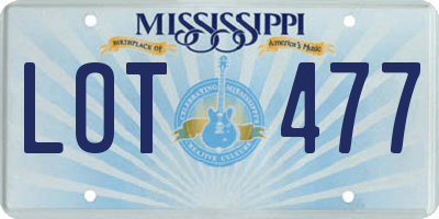 MS license plate LOT477