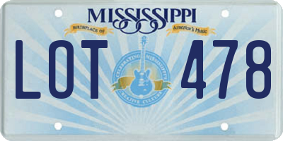 MS license plate LOT478