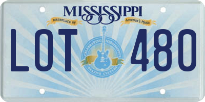 MS license plate LOT480