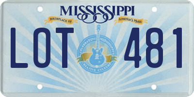 MS license plate LOT481