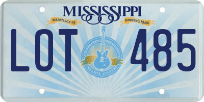 MS license plate LOT485