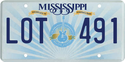 MS license plate LOT491