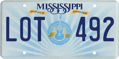 MS license plate LOT492