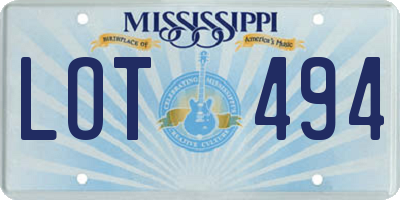 MS license plate LOT494