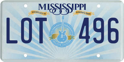 MS license plate LOT496