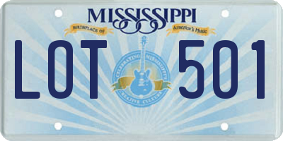 MS license plate LOT501
