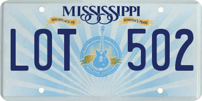 MS license plate LOT502