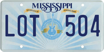 MS license plate LOT504