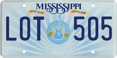 MS license plate LOT505