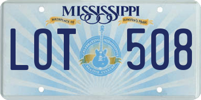 MS license plate LOT508