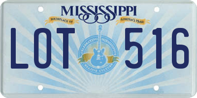MS license plate LOT516