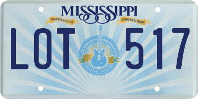 MS license plate LOT517