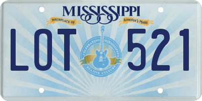 MS license plate LOT521