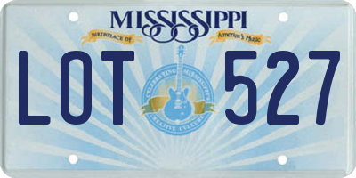 MS license plate LOT527