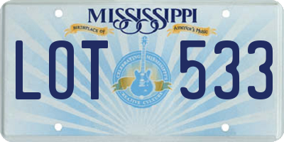 MS license plate LOT533