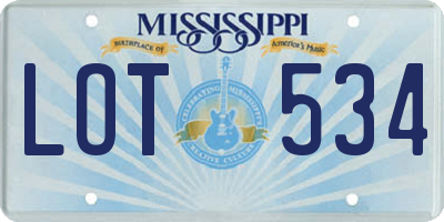 MS license plate LOT534