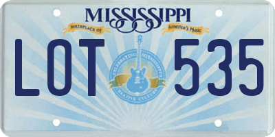 MS license plate LOT535