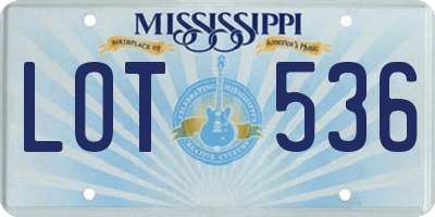 MS license plate LOT536