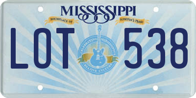 MS license plate LOT538