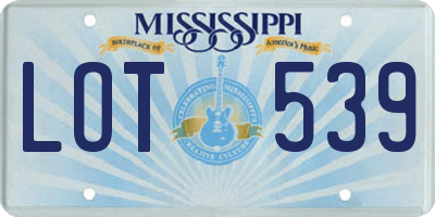 MS license plate LOT539