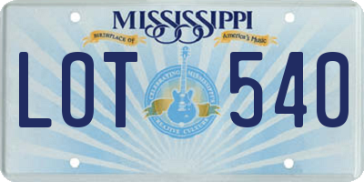 MS license plate LOT540