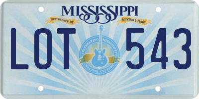 MS license plate LOT543