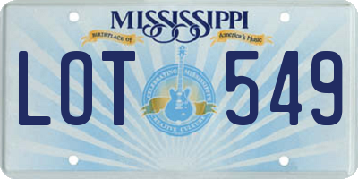 MS license plate LOT549