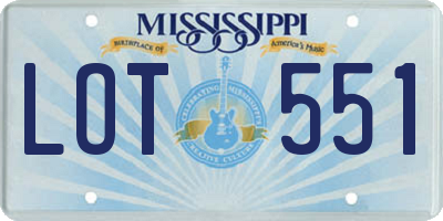 MS license plate LOT551