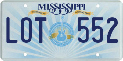 MS license plate LOT552