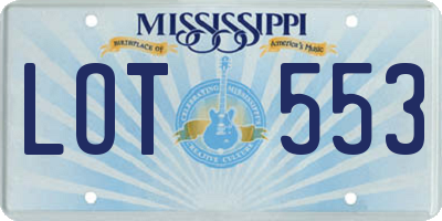 MS license plate LOT553
