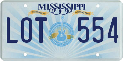 MS license plate LOT554