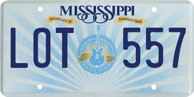 MS license plate LOT557