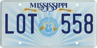 MS license plate LOT558