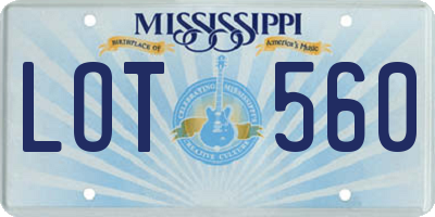 MS license plate LOT560
