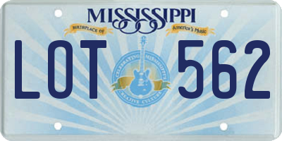 MS license plate LOT562