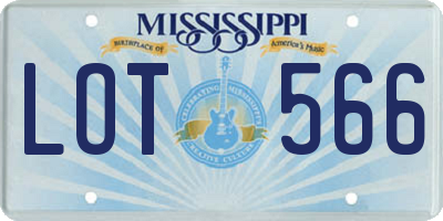 MS license plate LOT566