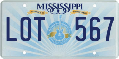 MS license plate LOT567