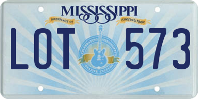 MS license plate LOT573