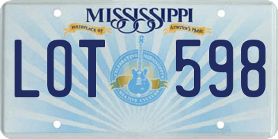 MS license plate LOT598