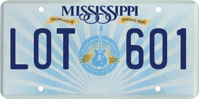 MS license plate LOT601