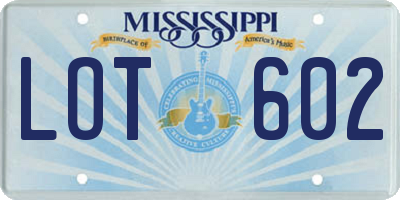 MS license plate LOT602