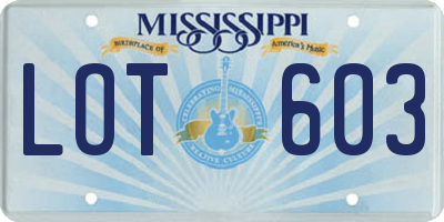 MS license plate LOT603