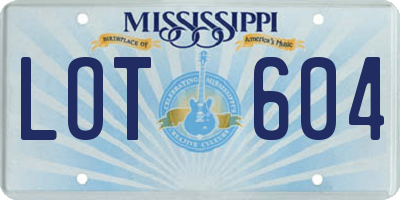 MS license plate LOT604