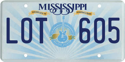 MS license plate LOT605