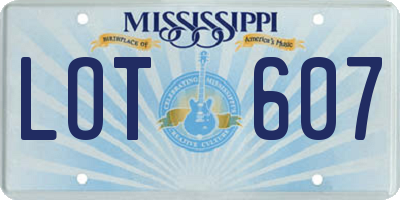 MS license plate LOT607