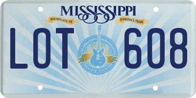 MS license plate LOT608