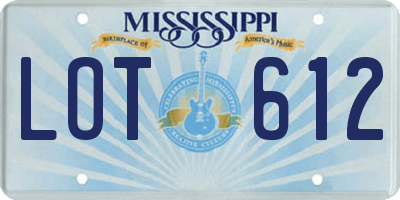MS license plate LOT612