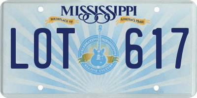 MS license plate LOT617