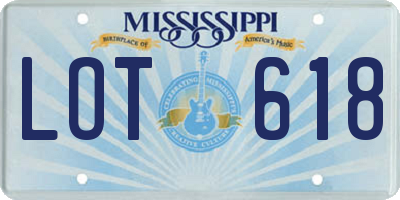 MS license plate LOT618