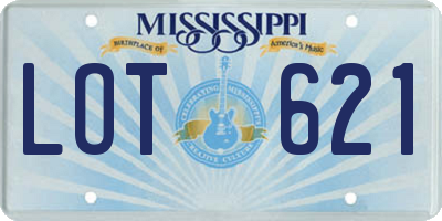 MS license plate LOT621